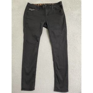 ROCK REVIVAL Betty Jeans Women Sz 32 Easy Skinny Stretch Rhinestone Black Denim